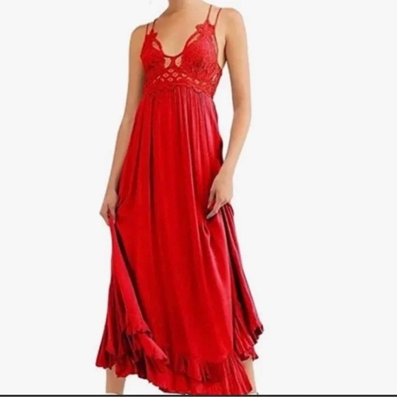 NWT Free People Adella Slip Long Dress
XS Bright Red - Picture 1 of 3
